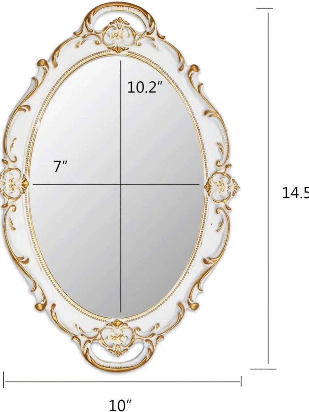 Vintage Oval Decorative Wall Mirror Set - Antique Hanging Mirrors (14.5